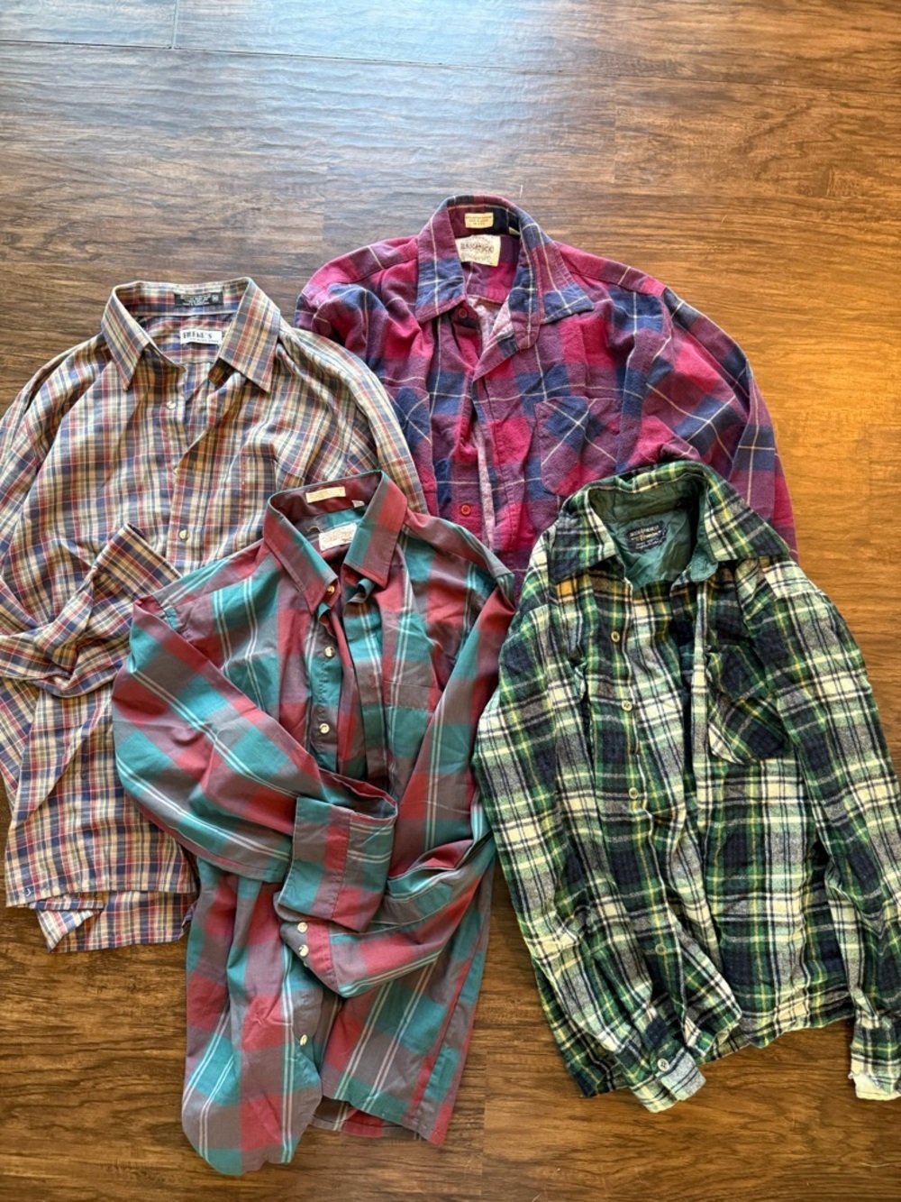 70s/80s Vintage Plaid Flannel Shirt bundle set of 4